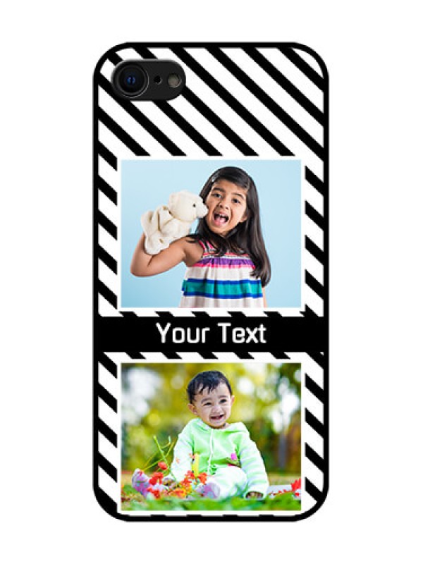 Custom iPhone 8 Custom Metal Phone Case - Black And White Stripes Design