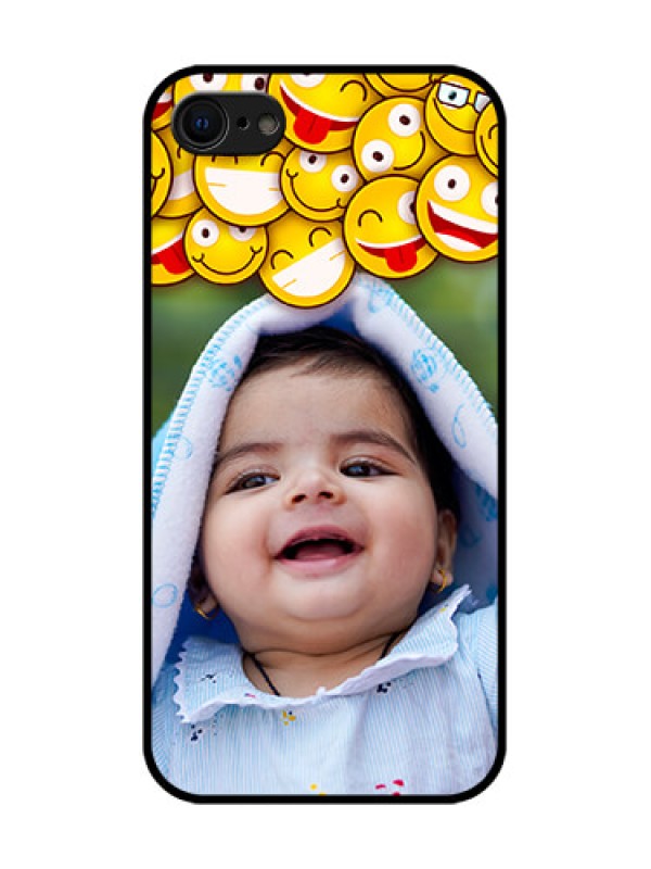Custom iPhone 8 Custom Metal Phone Case - With Smiley Emoji Design