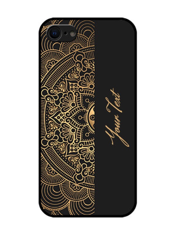 Custom iPhone 8 Custom Metal Phone Case - Mandala Art With Custom Text Design