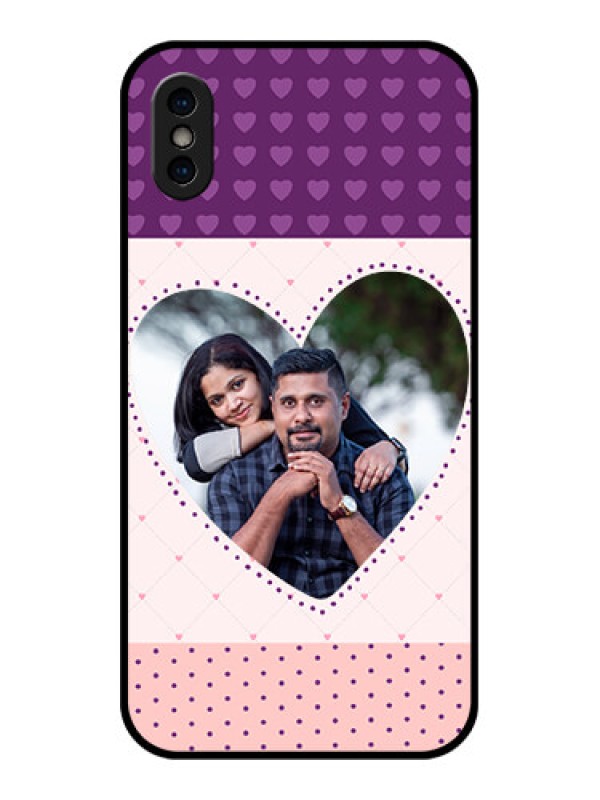 Custom iPhone X Custom Metal Phone Case - Violet Love Dots Design