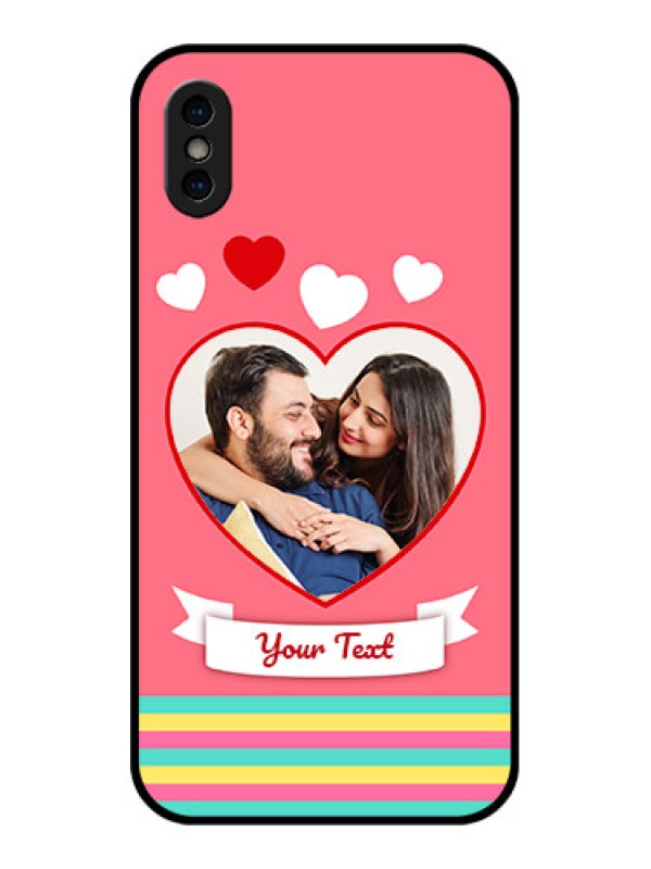 Custom iPhone X Custom Metal Phone Case - Love Shapes Doodle Design