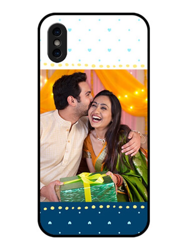 Custom iPhone X Custom Metal Phone Case - White And Blue Abstract Design