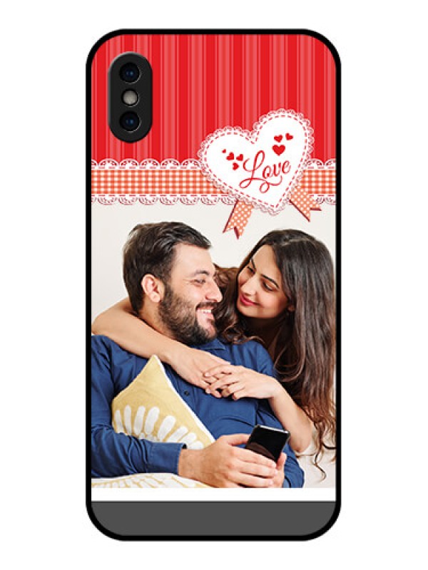 Custom iPhone X Custom Metal Phone Case - Red Love Pattern Design