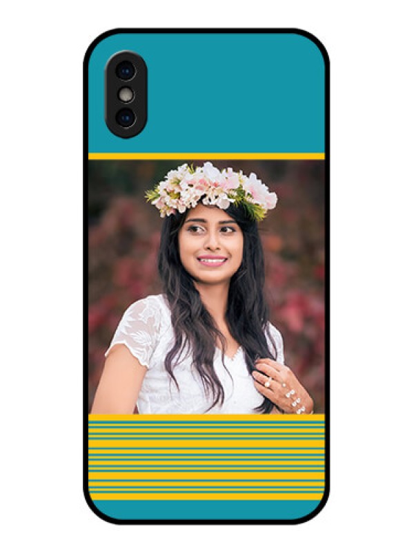 Custom iPhone X Custom Metal Phone Case - Yellow and Blue Design
