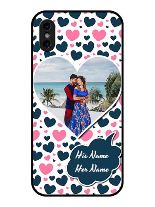 Custom iPhone X Custom Metal Phone Case - Pink and Blue Heart Design
