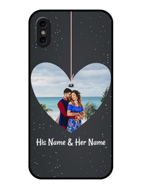 Custom iPhone X Custom Metal Phone Case - Hanging Heart Design