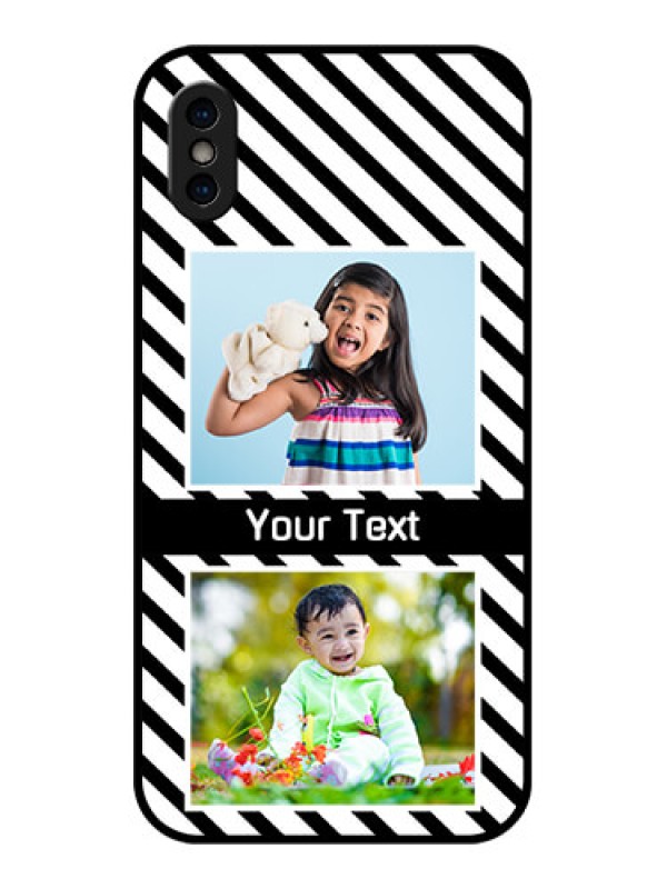 Custom iPhone X Custom Metal Phone Case - Black And White Stripes Design