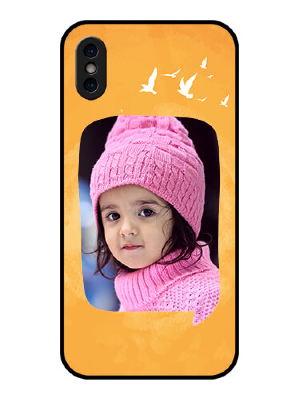 Custom iPhone X Custom Metal Phone Case - Water Color Design With Bird Icons