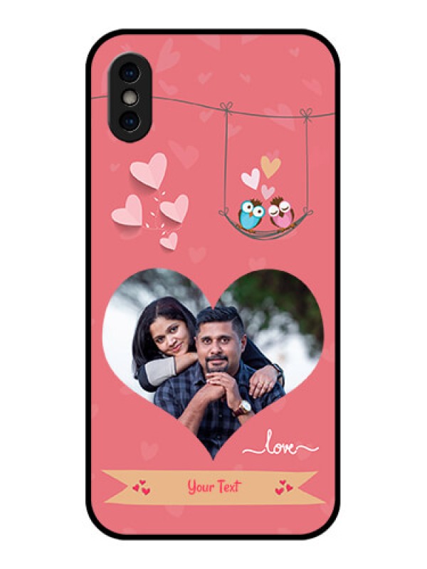 Custom iPhone X Custom Metal Phone Case - Peach Color Love Design