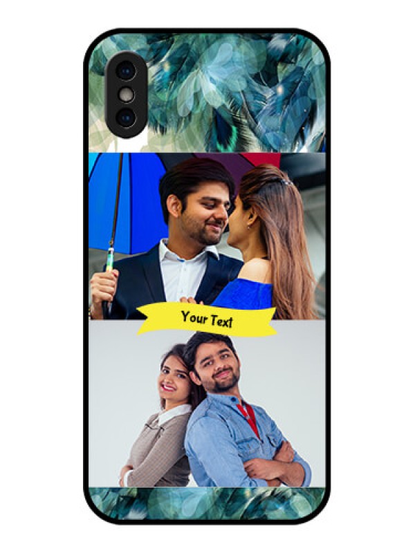 Custom iPhone X Custom Metal Phone Case - Image With Boho Peacock Feather Design