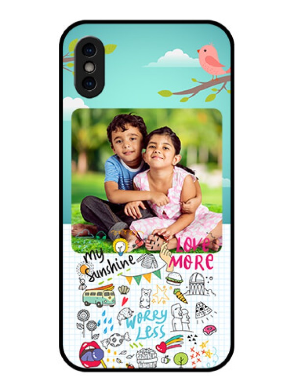 Custom iPhone X Custom Metal Phone Case - Doodle Love Design