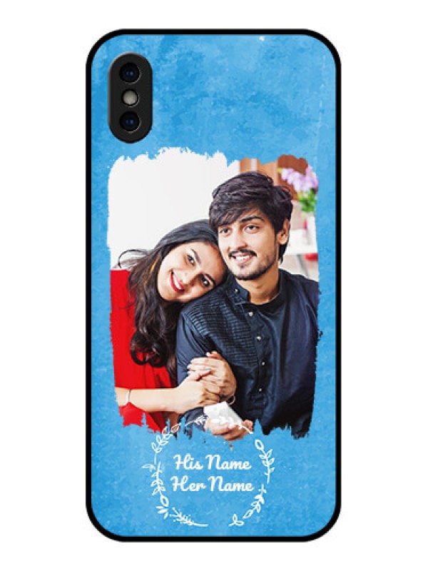 Custom iPhone X Custom Metal Phone Case - Blue Color Vintage Design