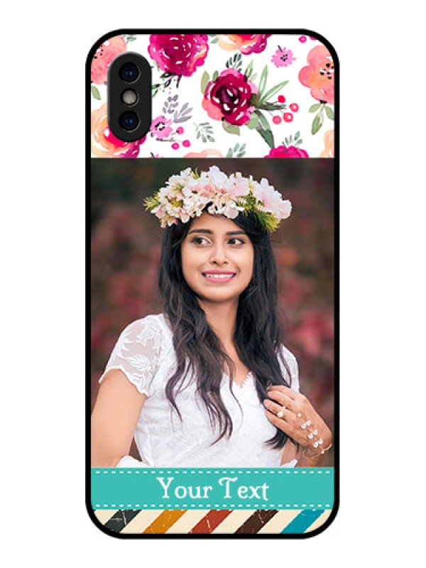 Custom iPhone X Custom Metal Phone Case - Water Colors Floral Design