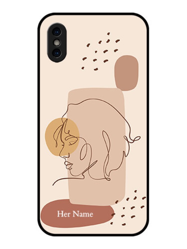 Custom iPhone X Custom Metal Phone Case - Calm Woman Line Art Design