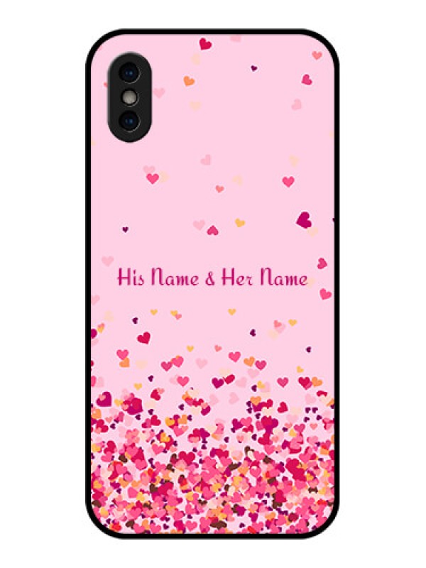 Custom iPhone X Custom Metal Phone Case - Floating Hearts Design