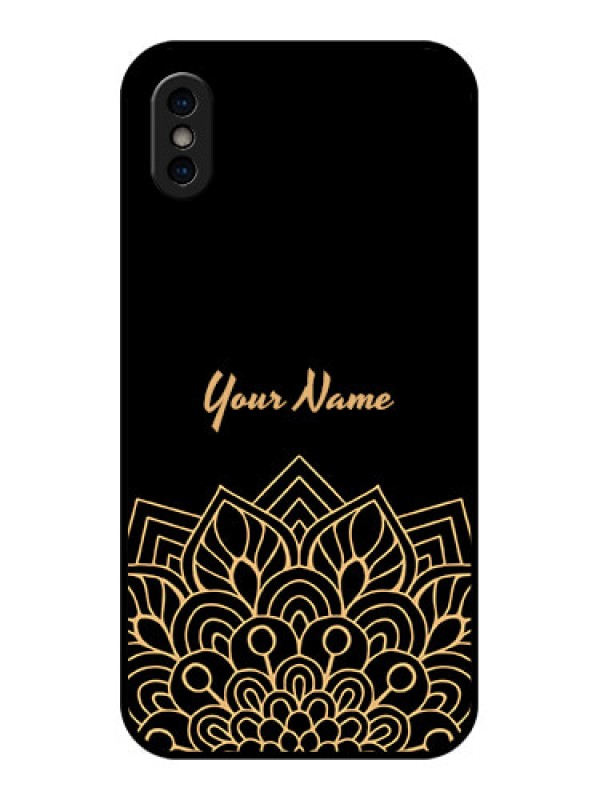 Custom iPhone X Custom Metal Phone Case - Golden Mandala Design