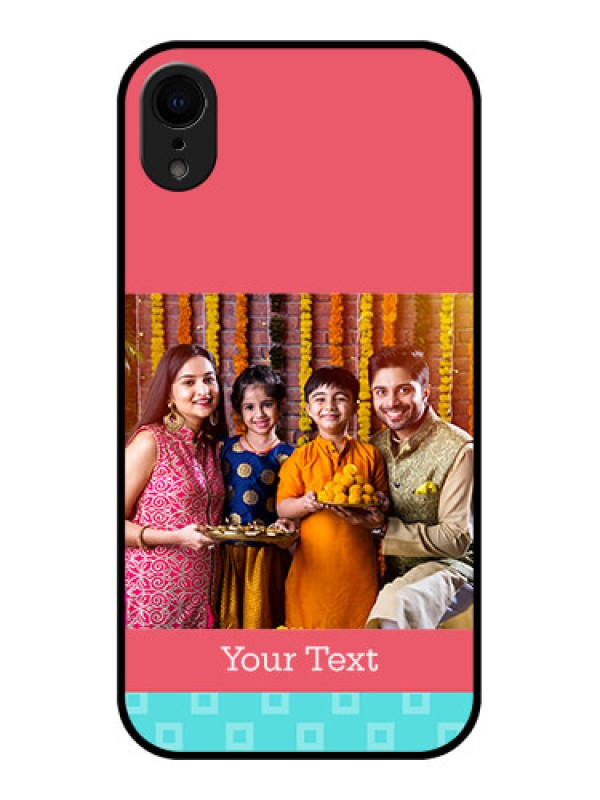 Custom iPhone XR Custom Metal Phone Case - Peach and Blue Color Design