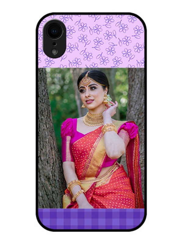 Custom iPhone XR Custom Metal Phone Case - Purple Floral Design