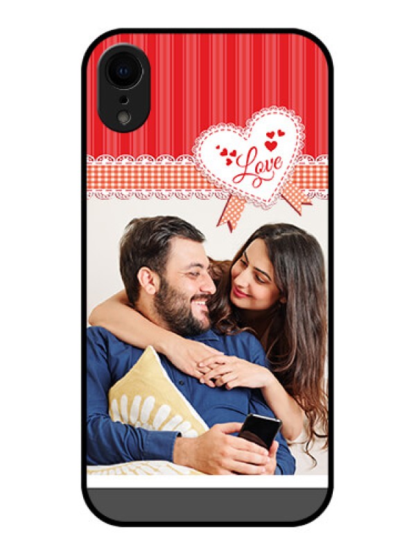 Custom iPhone XR Custom Metal Phone Case - Red Love Pattern Design