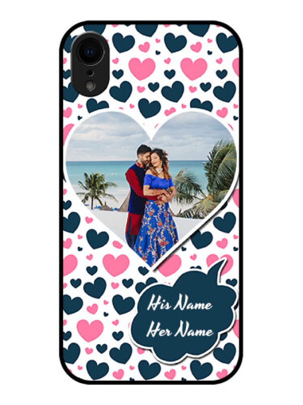 Custom iPhone XR Custom Metal Phone Case - Pink and Blue Heart Design