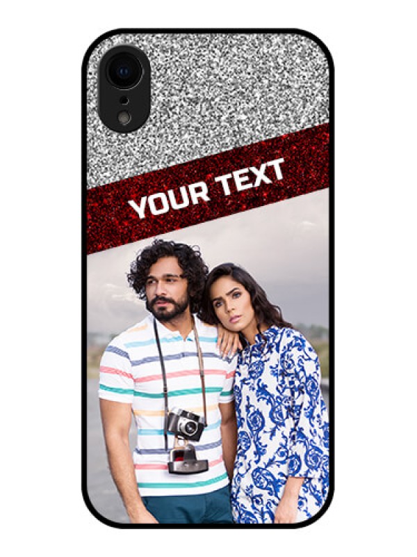 Custom iPhone XR Custom Metal Phone Case - Image Holder With Glitter Strip Design