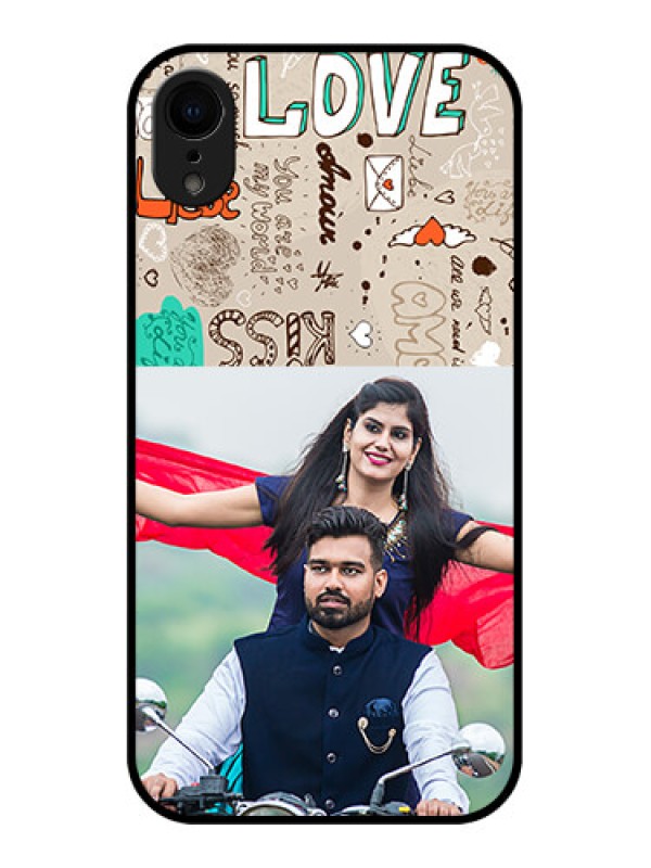 Custom iPhone XR Custom Metal Phone Case - Love Doodle Pattern