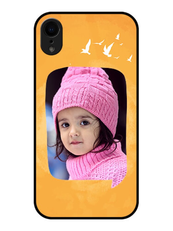 Custom iPhone XR Custom Metal Phone Case - Water Color Design With Bird Icons