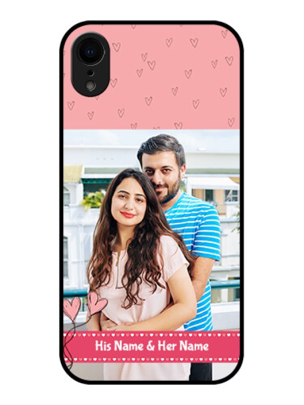 Custom iPhone XR Custom Metal Phone Case - Love Design Peach Color