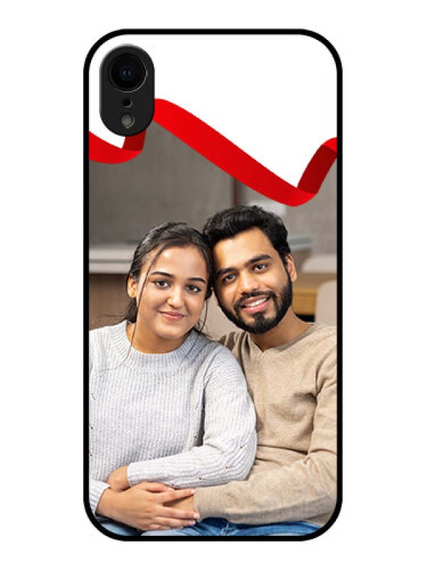 Custom iPhone XR Custom Metal Phone Case - Red Ribbon Frame Design