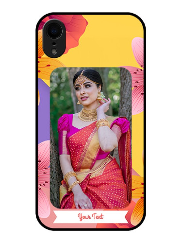 Custom iPhone XR Custom Metal Phone Case - 3 Image With Vintage Floral Design