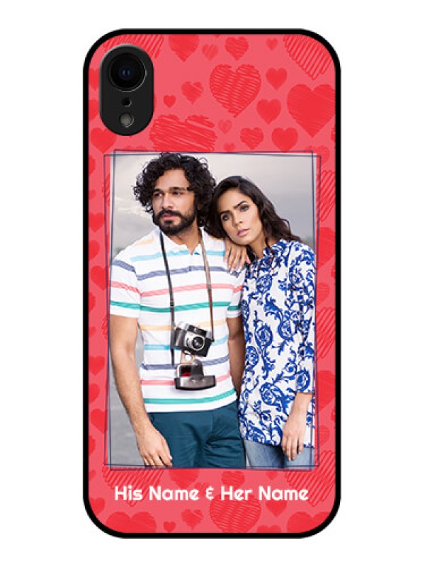 Custom iPhone XR Custom Metal Phone Case - With Red Heart Symbols Design