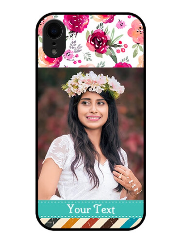 Custom iPhone XR Custom Metal Phone Case - Water Colors Floral Design
