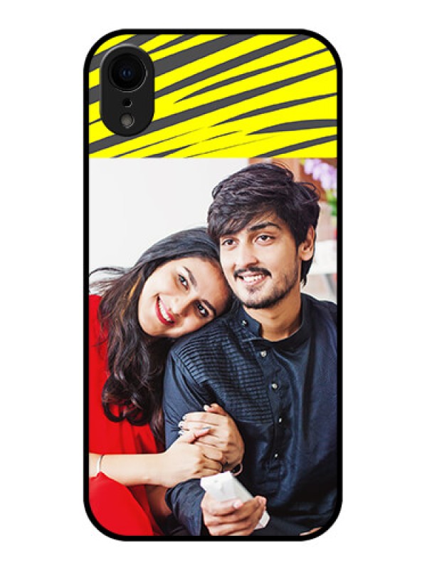 Custom iPhone XR Custom Metal Phone Case - Yellow Abstract Design