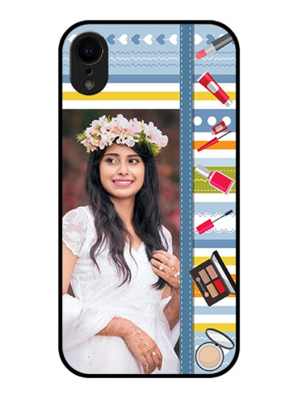 Custom iPhone XR Custom Metal Phone Case - Makeup Icons Design