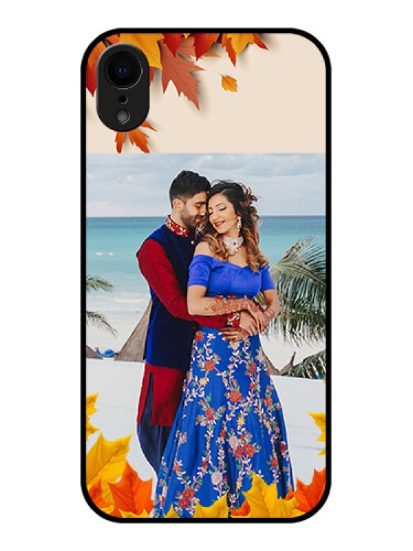 Custom iPhone XR Custom Metal Phone Case - Autumn Maple Leaves Design