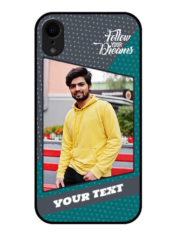Custom iPhone XR Custom Metal Phone Case - Background Pattern Design With Quote