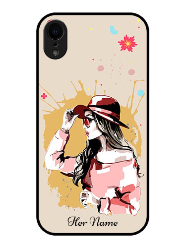 Custom iPhone XR Custom Metal Phone Case - Women With Pink Hat Design