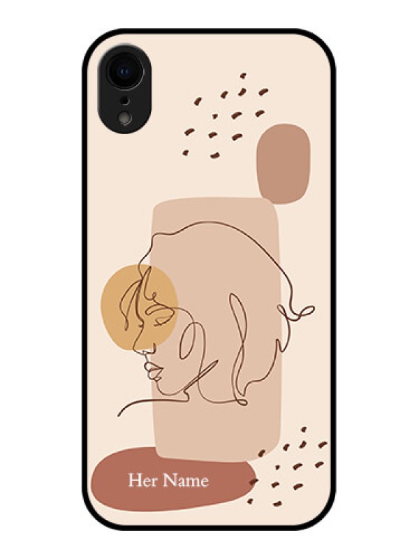 Custom iPhone XR Custom Metal Phone Case - Calm Woman Line Art Design