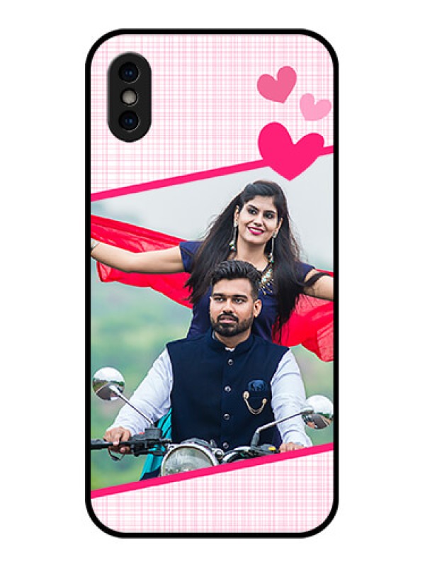 Custom iPhone XS Custom Metal Phone Case - Love Shape Heart Design
