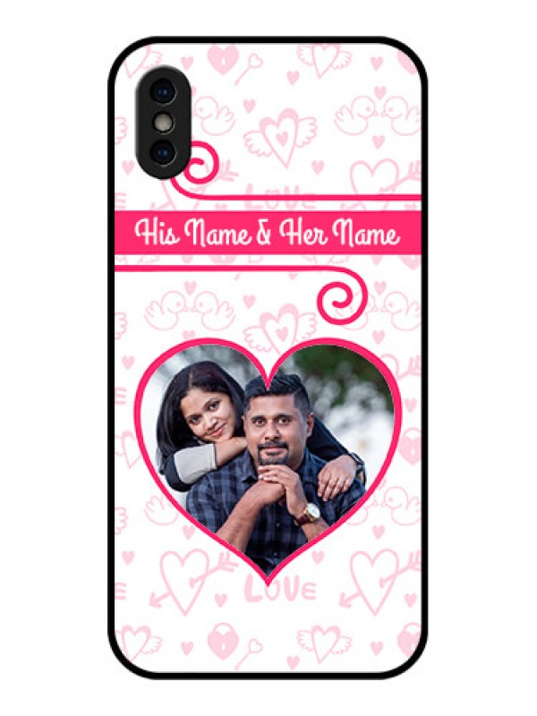 Custom iPhone XS Custom Metal Phone Case - Heart Shape Love Design