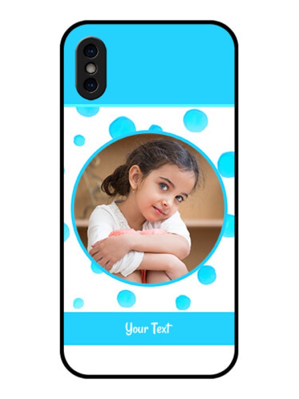 Custom iPhone XS Custom Metal Phone Case - Blue Bubbles Pattern Design