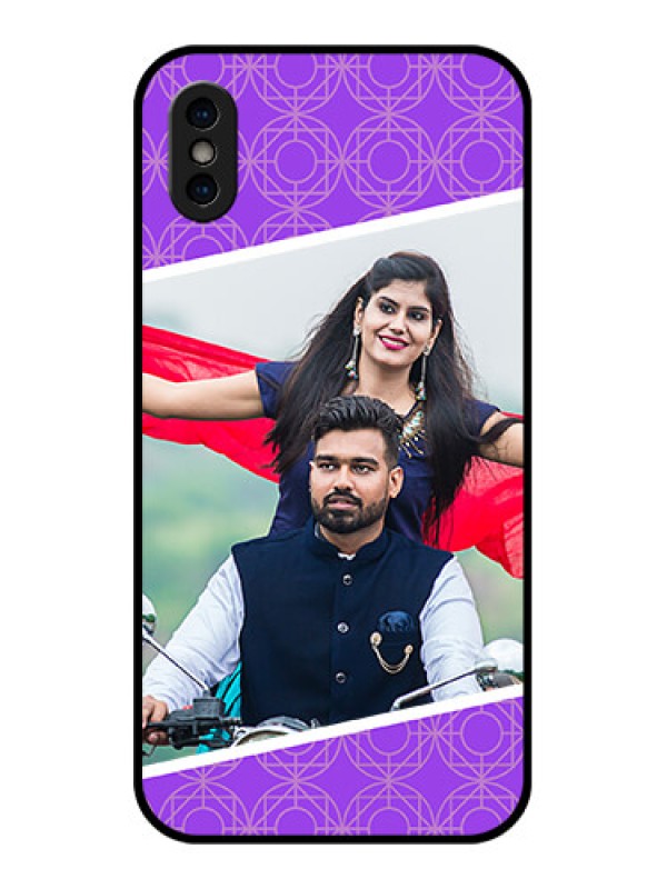 Custom iPhone XS Custom Metal Phone Case - Violet Color Pattern Design