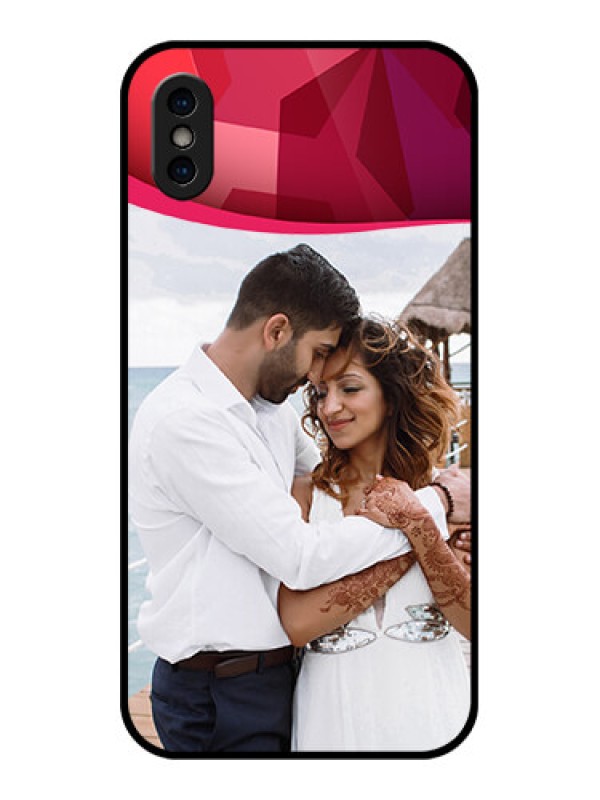 Custom iPhone XS Custom Metal Phone Case - Red Abstract Design