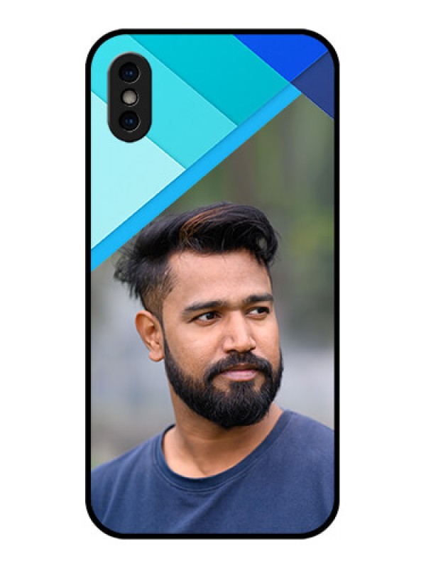 Custom iPhone XS Custom Metal Phone Case - Blue Pattern Design