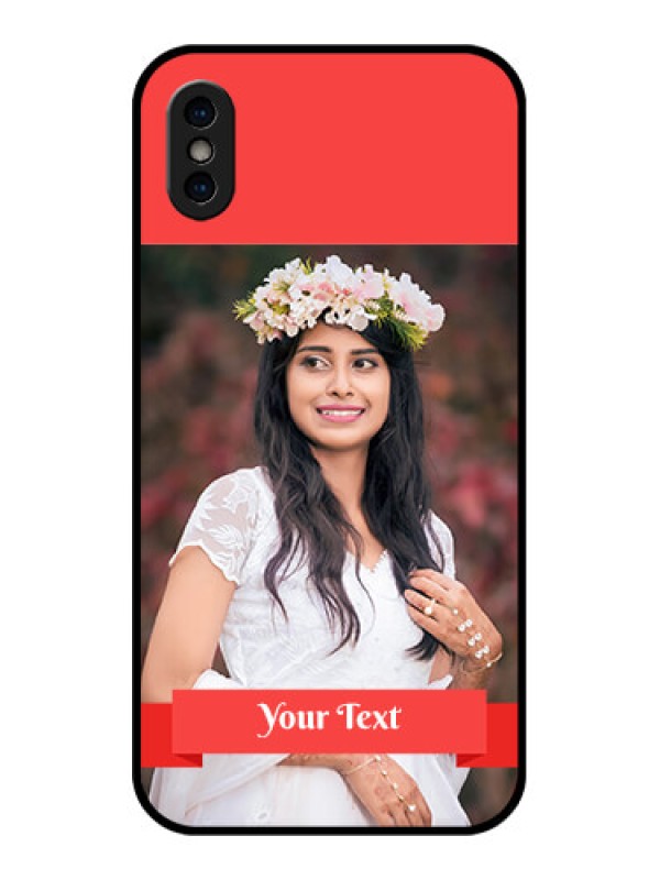 Custom iPhone XS Custom Metal Phone Case - Simple Red Color Design