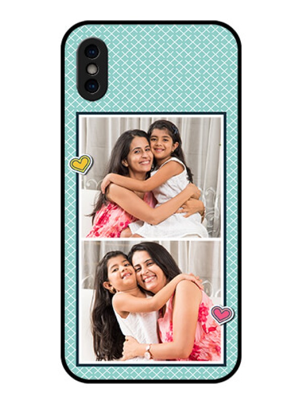 Custom iPhone XS Custom Metal Phone Case - 2 Image Holder With Pattern Design
