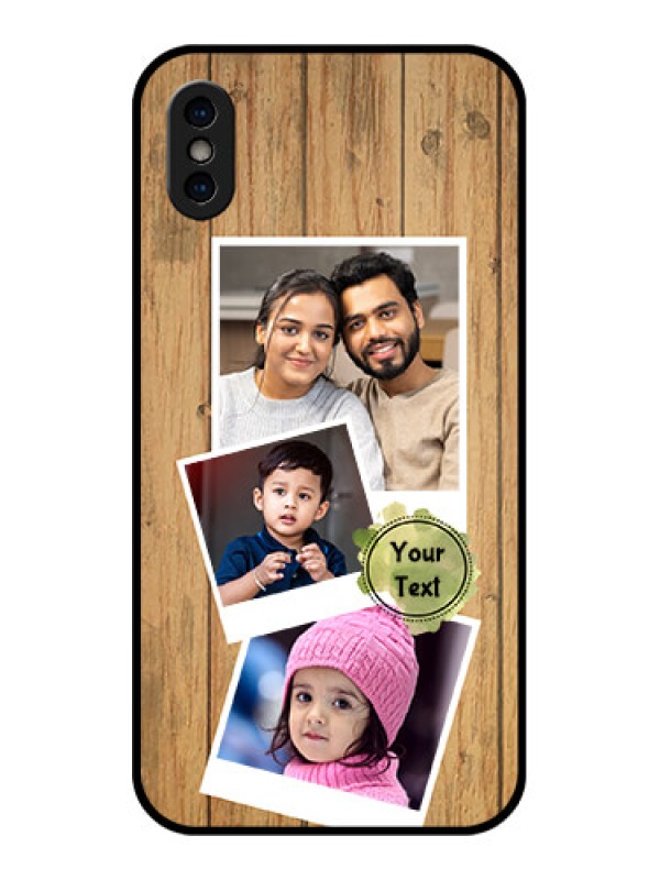 Custom iPhone XS Custom Metal Phone Case - Wooden Texture Design