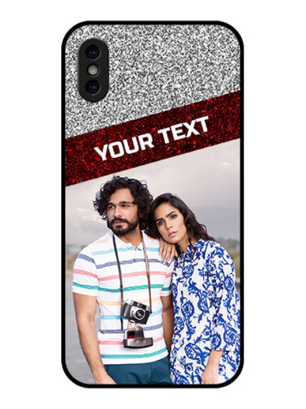 Custom iPhone XS Custom Metal Phone Case - Image Holder With Glitter Strip Design