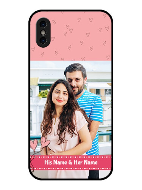 Custom iPhone XS Custom Metal Phone Case - Love Design Peach Color