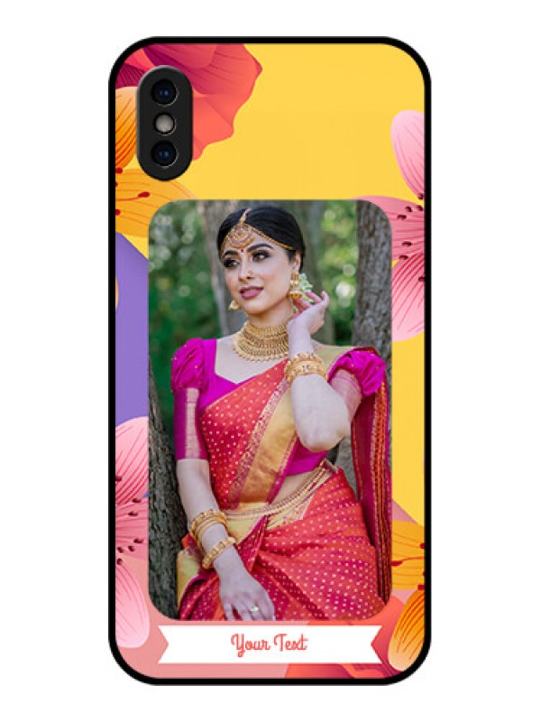 Custom iPhone XS Custom Metal Phone Case - 3 Image With Vintage Floral Design